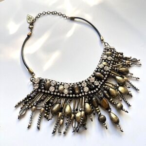 Chico's Statement Necklace Crystal Beads Dangle Bib‎